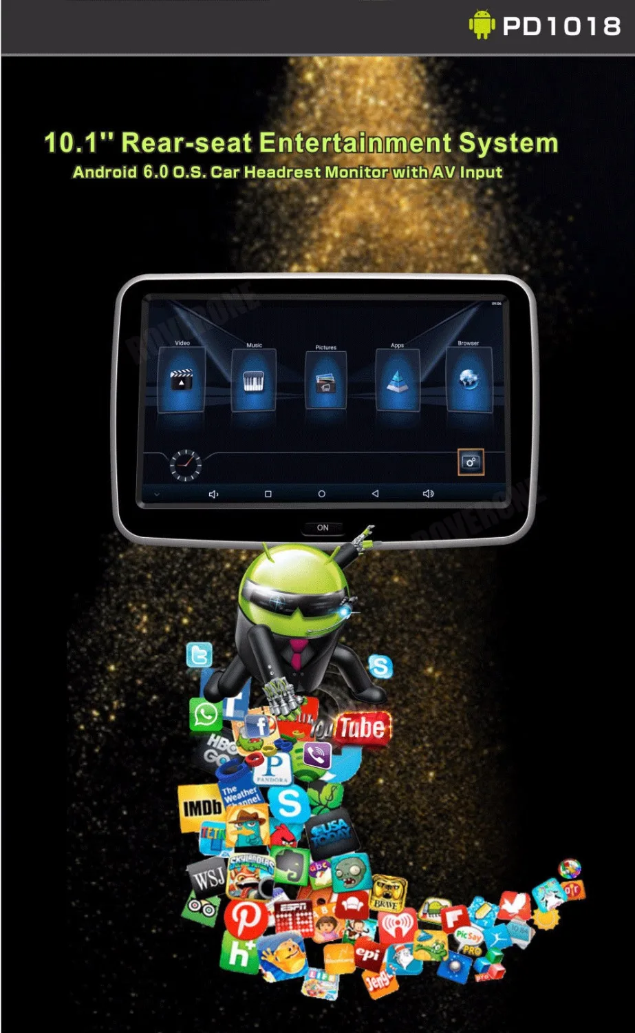 RoverOne 2 шт. X 10 1 ''Android четырехъядерный сенсорный экран автомобильный