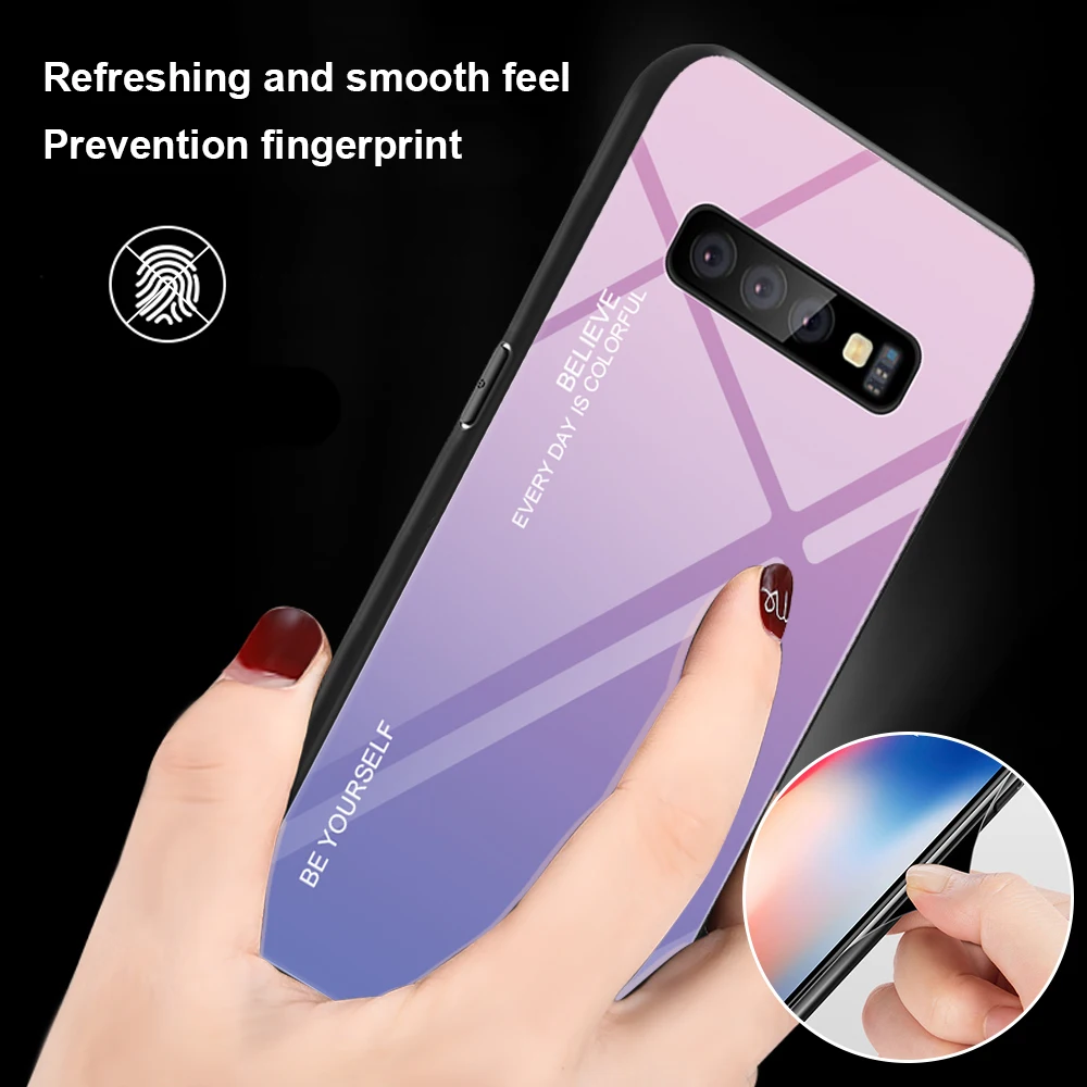 Для Samsung Galaxy S10 Plus S10e S8 9 роскошный цветной градиентный стеклянный мягкий чехол из