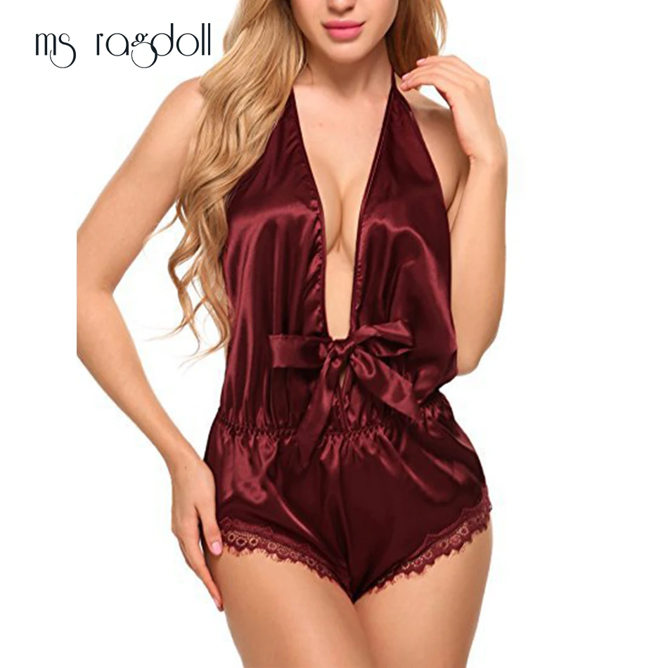 Соблазнительное нижнее белье Ms Ragdoll атласное кружевное черное кимоно интимная