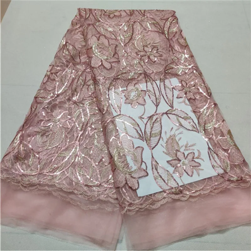 Африканская сетка Тюлевая кружевная ткань с блестками 2019 новейшая французская