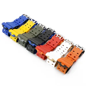 Ремешок резиновый с пряжкой с язычком для мужских часов