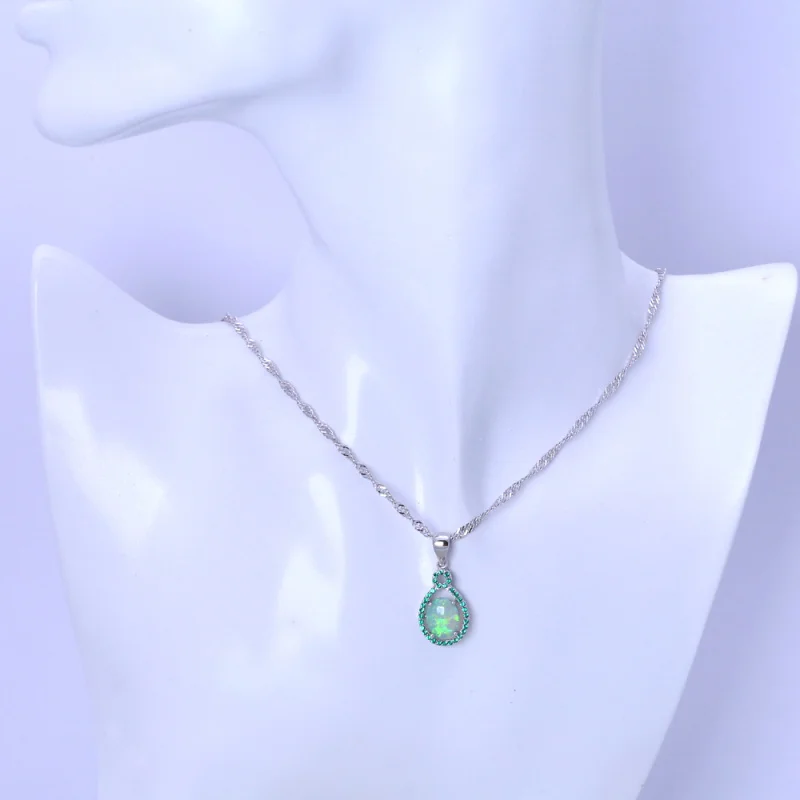 Rolilason Новый капли воды розовый циркон Модные украшения Розовый огненный опал