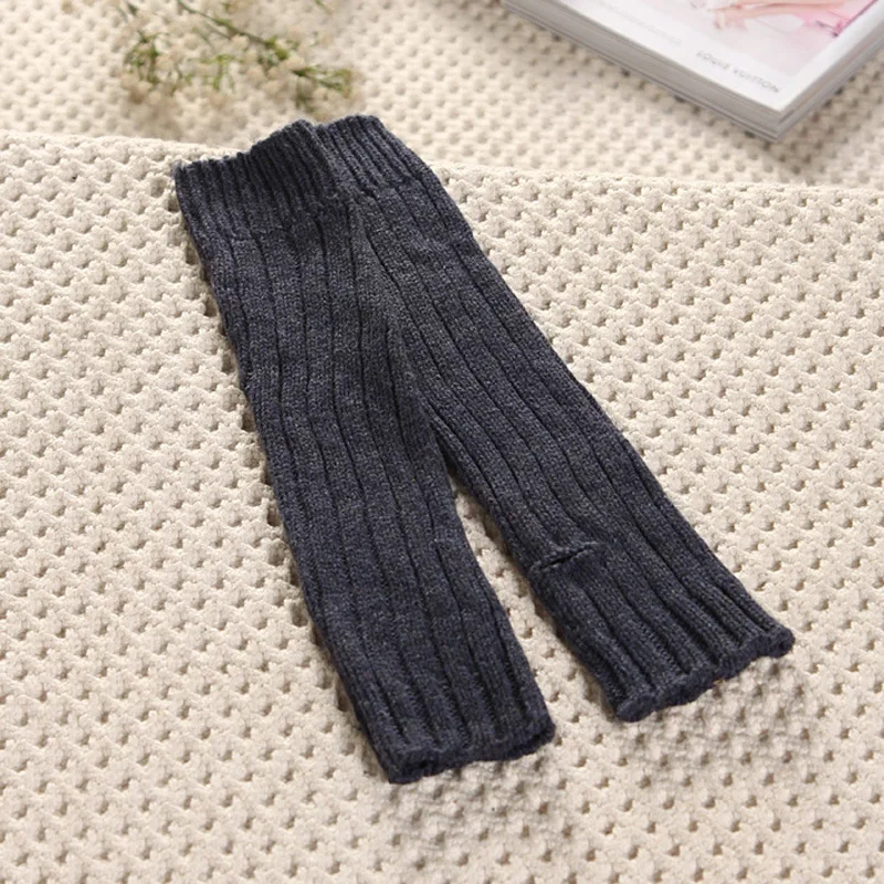 Женские вязаные перчатки из овечьей шерсти зимние теплые однотонные без пальцев