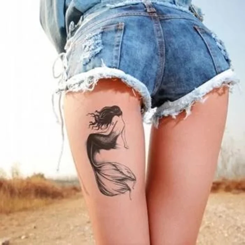 Водостойкая временная тату наклейка русалка|waterproof temporary tattoos|fake tattoobody art |