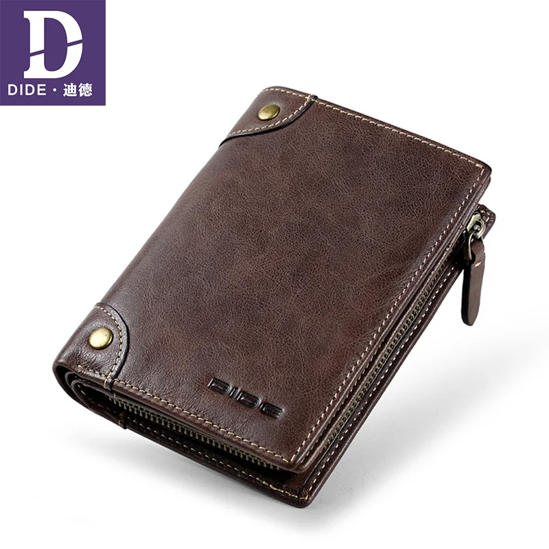 

DIDE High Quality Genuine Leather men's Wallets Luxury Brand For Teenage Boys Coin Purse Card Holder Short Clutch Dropshipping