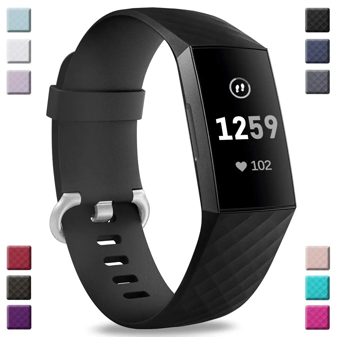 10 цветов ремешок для Fitbit Charge 3 часы силиконовый сменный с алмазным узором мужчин и