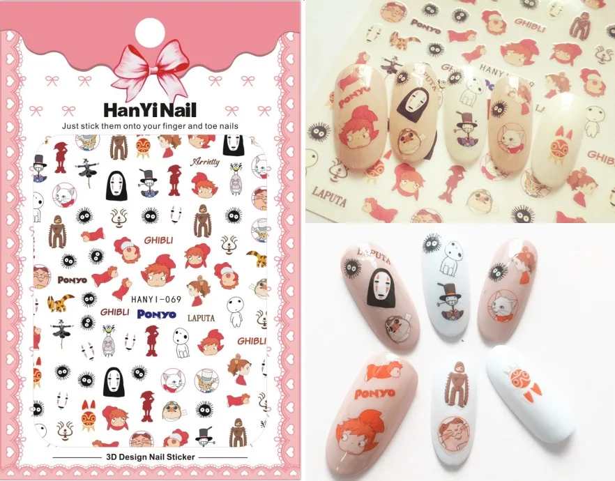 3 листа 17 Тип японские ультратонкие наклейки для ногтей дизайн Gummed стикеры 3D на
