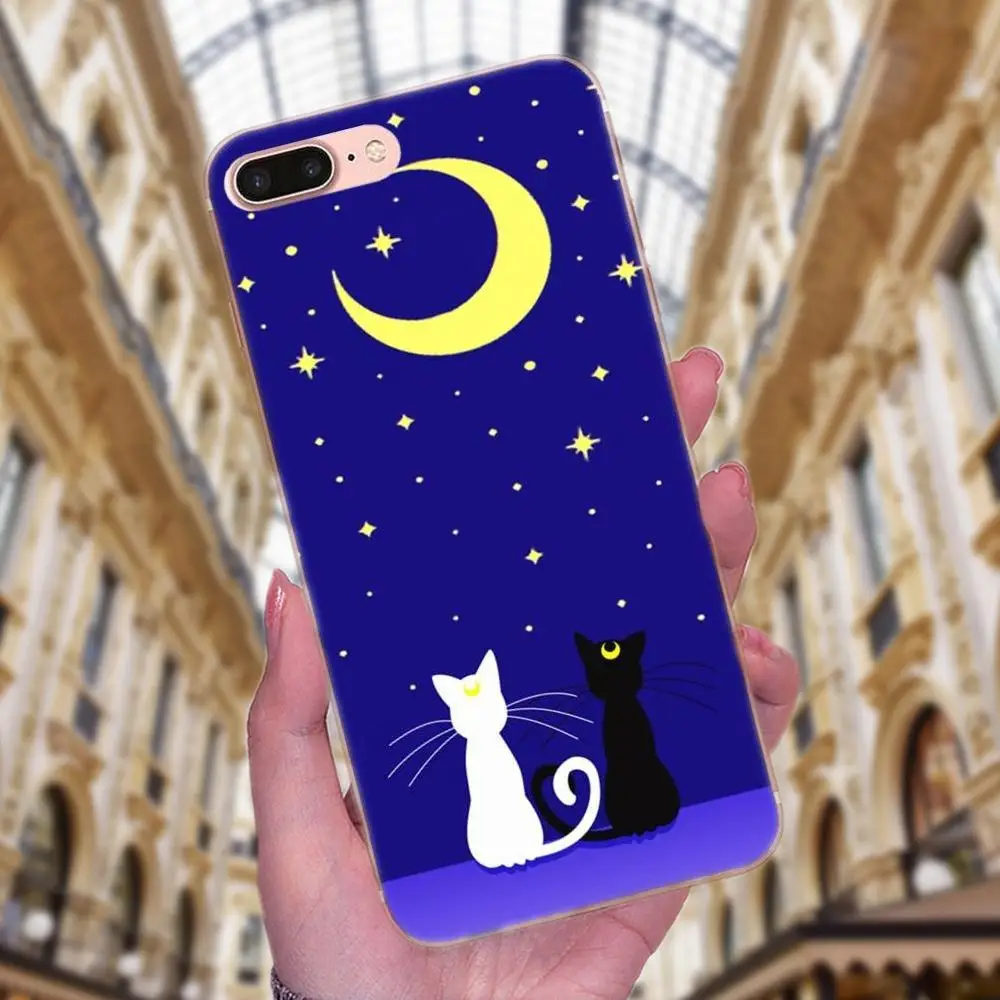 Чехол из ТПУ для Apple iPhone 4 4S 5 5C 5S SE 6 6S 7 8 Plus X XS Max XR сотовый телефон Сейлор Мун Луна