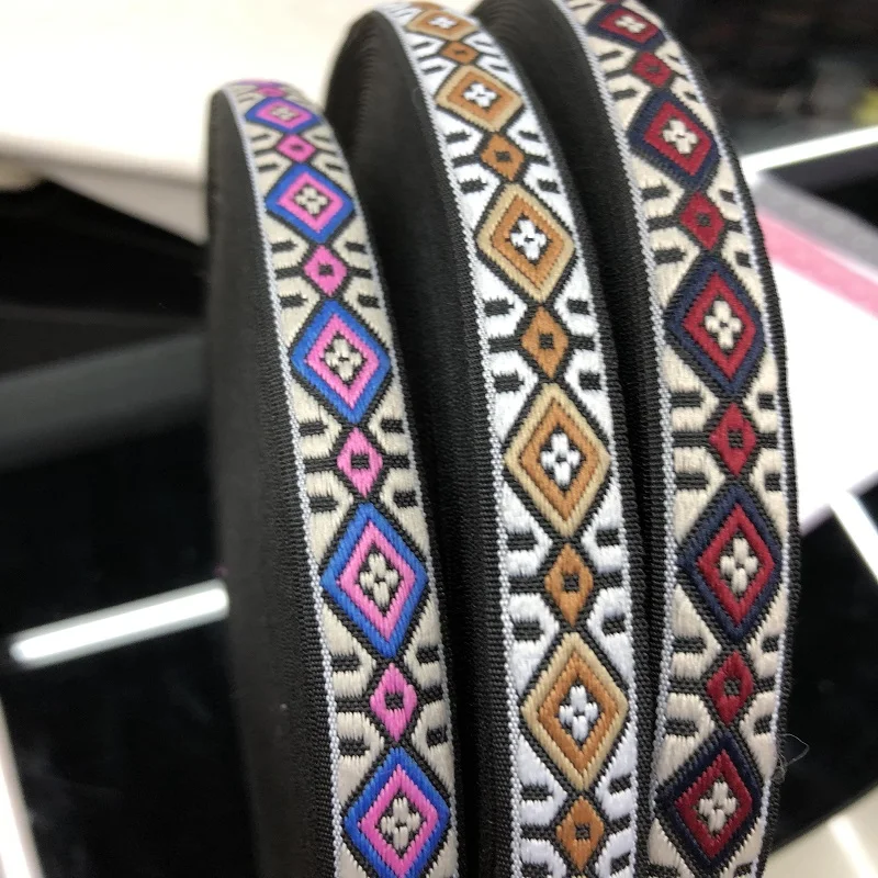 

20yards/lot wide about1.4cm Woven Jacquard Ribbon Grosgrain quadrangle design for clothing accessory LS-0182