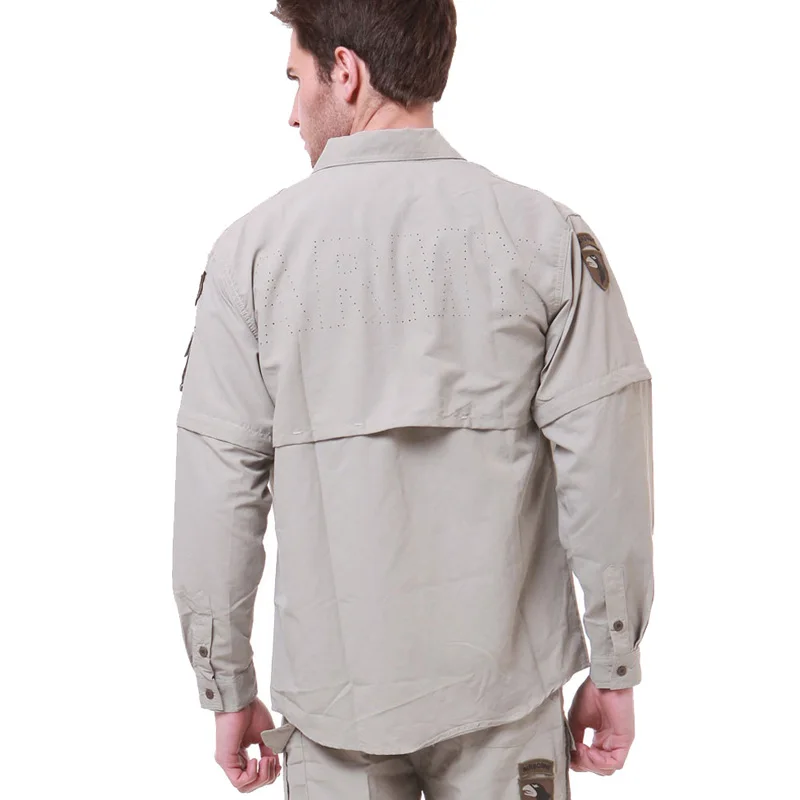 

Men Shirt Removable Quick Dry Breathable Tactical Shirt Summer Travel Military Workout Long Sleeve Shirts Plus Size