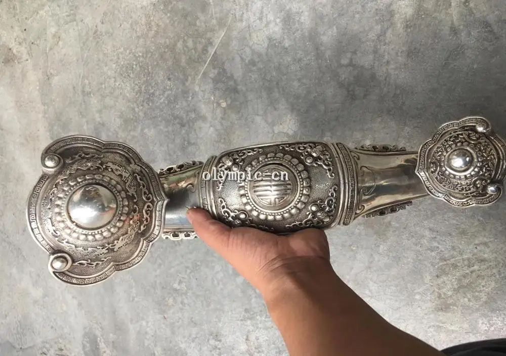 16 ''Бронзовый Серебристый покрытие резные статуя Ruyi|Статуи и скульптуры| |