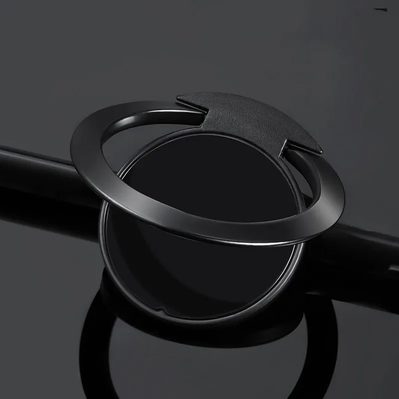 Round black Магнитное кольцо на палец для мобильного телефона, вращающийся на 90 градусов, подставка для смартфона, держатель для iPhone, samsung, huawei, металлическое автомобильное крепление для планшетов - Цвет: Round black