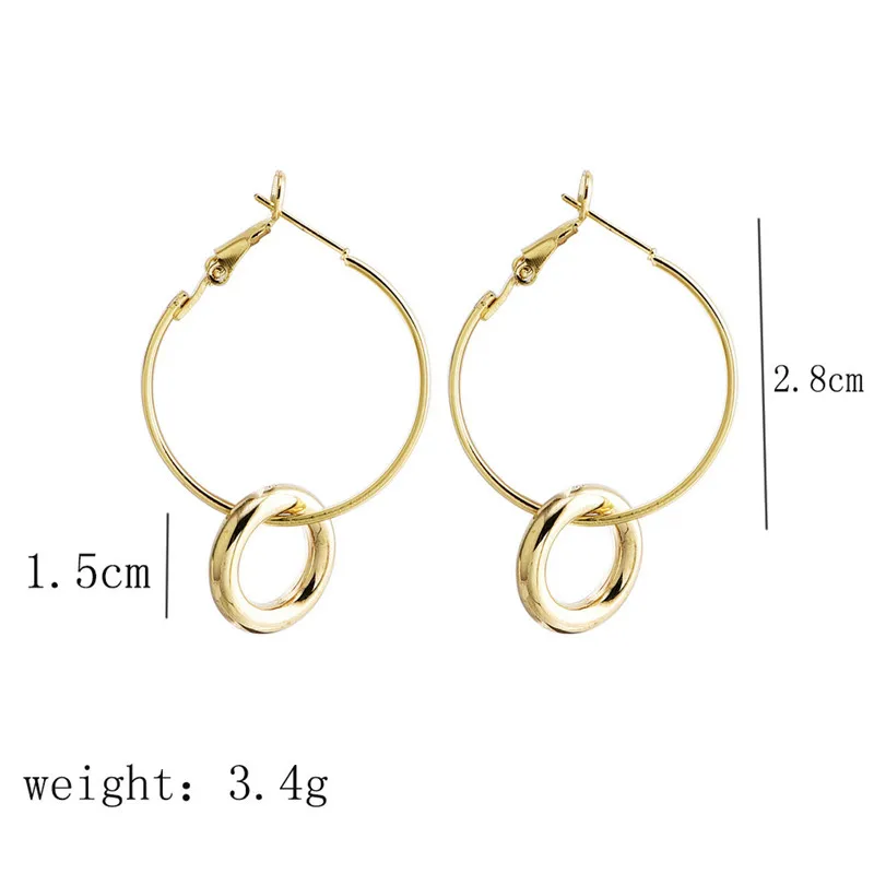 1 пара простые круглые серьги-кольца для женщин корейские модные золотые тонкие