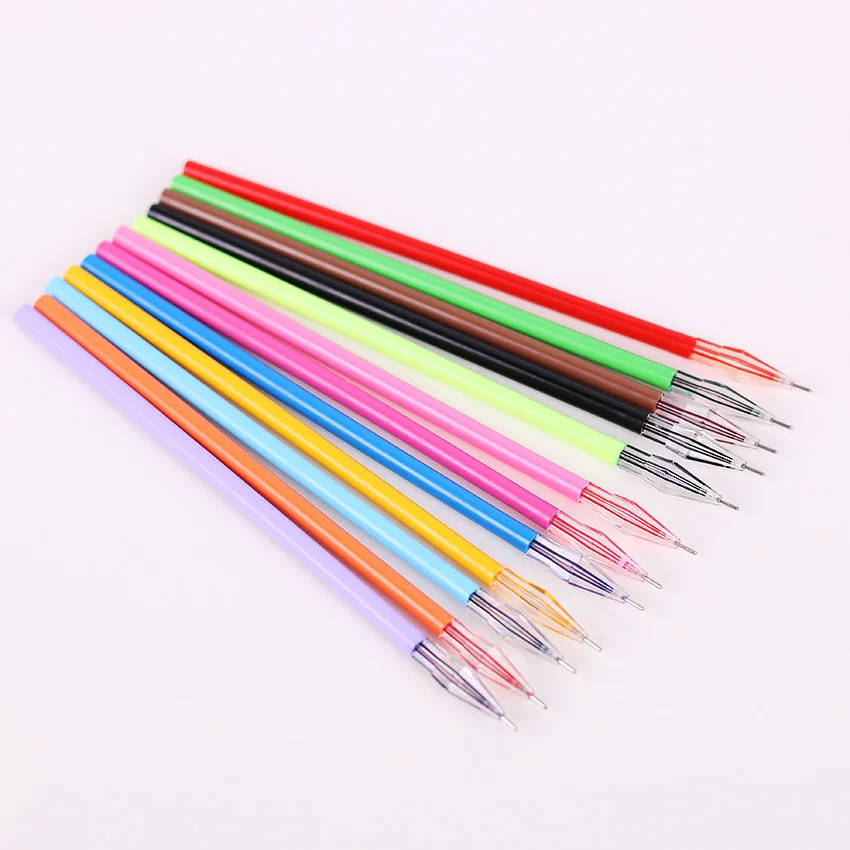 

12PCS/Lot Diamond Head Refill Creative Stationery Candy Color Roller Ball Gel Pen Refill The Core 0.38mm Office School Supplies