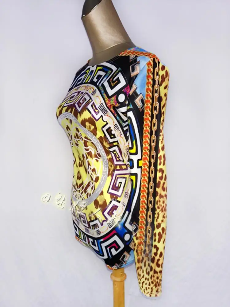 Женский клубный сексуальный леопардовый купальник Beyonce танцевальная одежда для