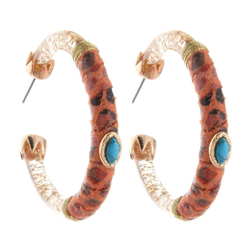Женские серьги кольца NeeFuWoFu большая полимерная серьга из тигровой кожи в