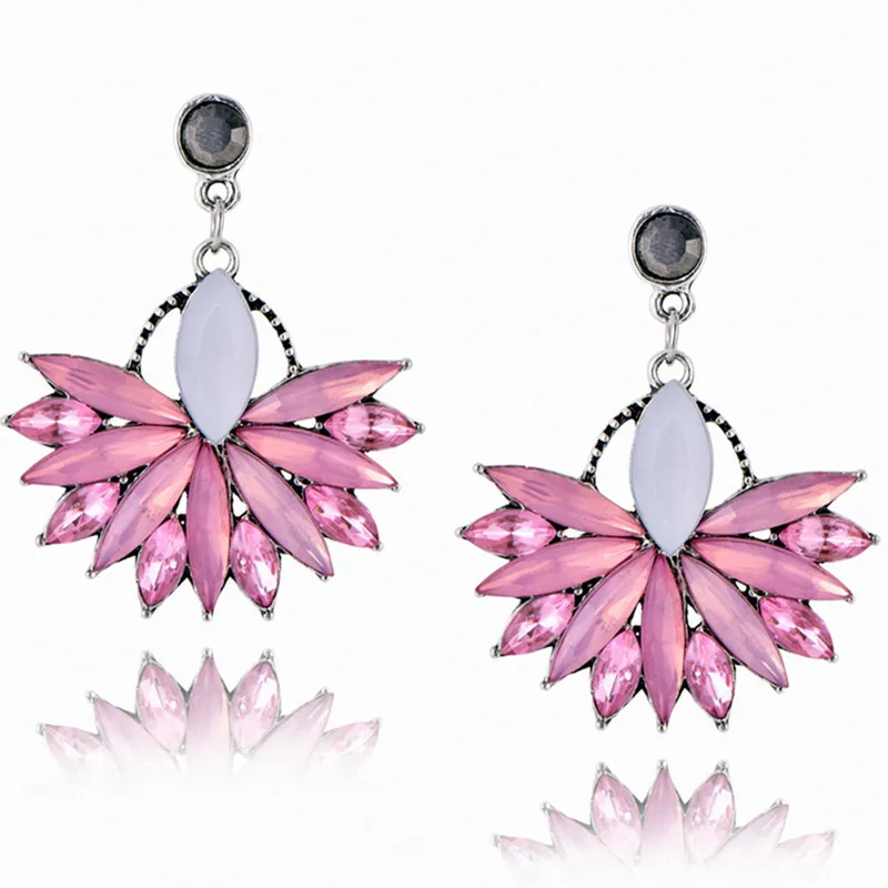 Женская розовая кристаллическая серьга e0226 винтажные серьги с кристаллами в виде