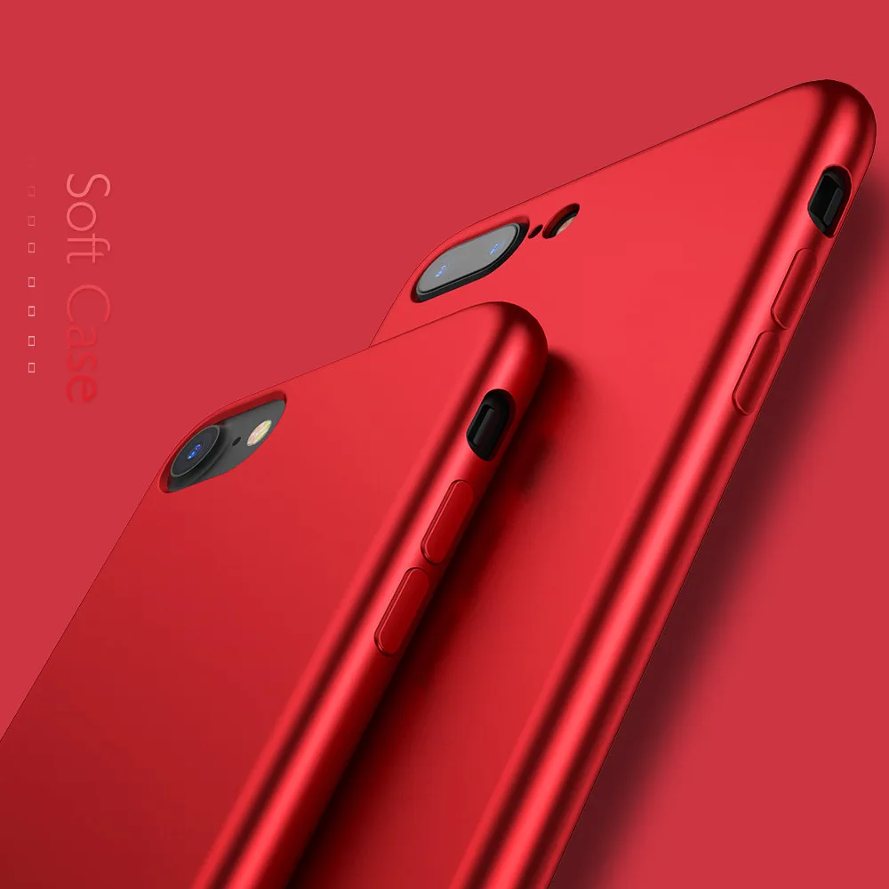 KISSCASE Luxury Matte Cases For iPhone 8 8Plus X 6 6s 7 Plus 5 5s SE Case Red Fundas Ultra Thin Soft Touch Back Cover |