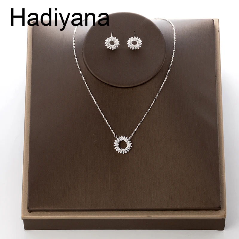 Hadiyana модные свадебные украшения для помолвки, блестящие круглые женские серьги с подвеской из циркона AAA, вечерние подарки TZ8098