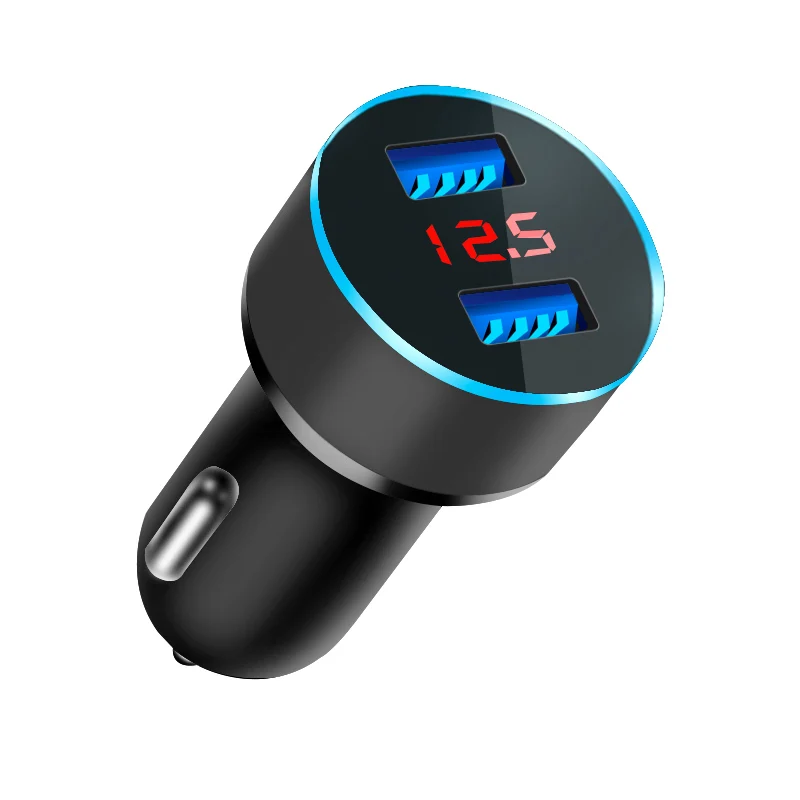 Black Universal Dual Usb Car Charger 5V 3.1A With LED Display Phone Car-Charger for Xiaomi Samsung S8 iPhone X XS 8 Plus Tablet etc - Тип штекера: Black