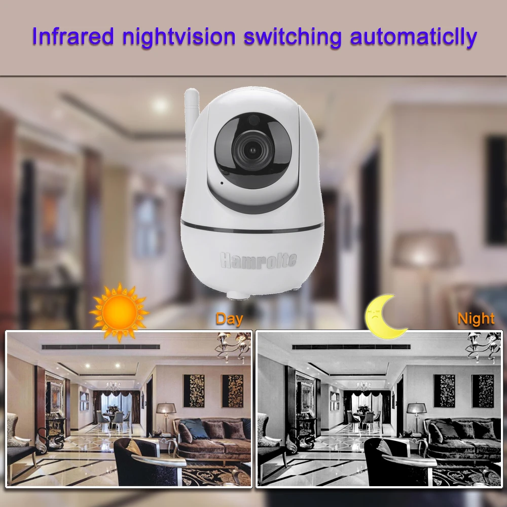 Wi Fi камера Hamrolte HD 720P мини ip Pan/Tilt с ночным видением двусторонняя аудиосвязь