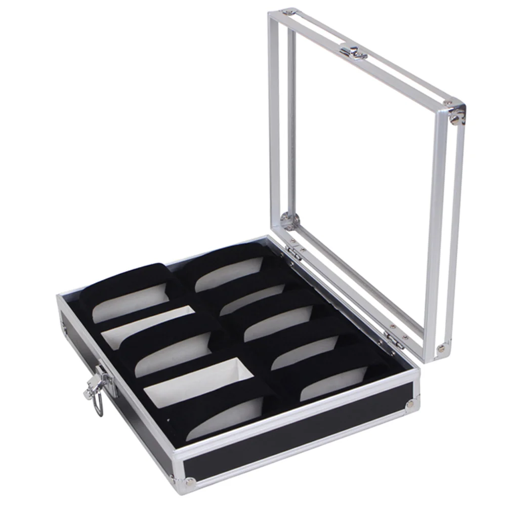 Watch box 10 grid watch holder storage jewelry display rectangular fashion style aluminum | Наручные часы