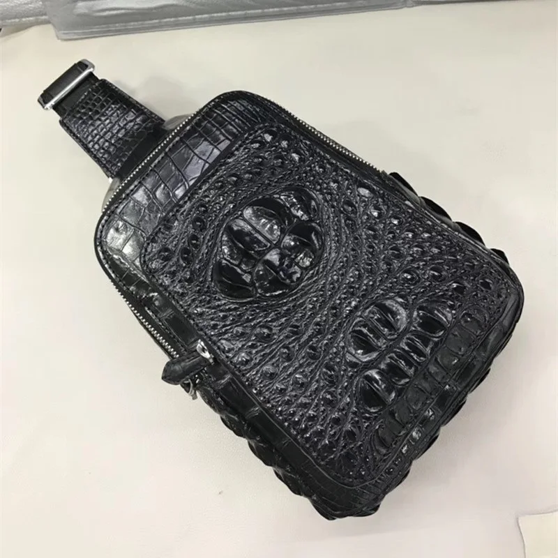 Необычная натуральная крокодиловая кожа на молнии мужская маленькая