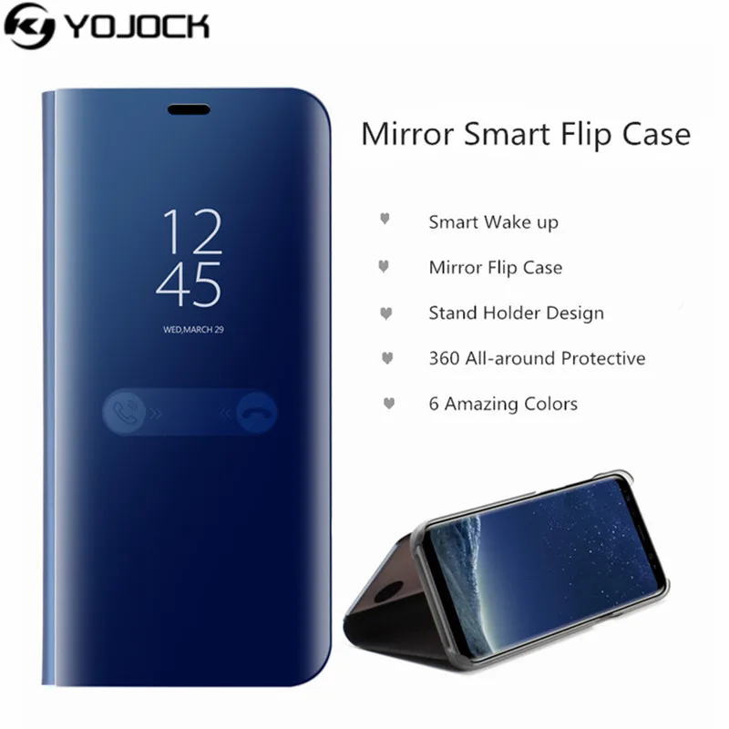 YOJOCK для Samsung Galaxy A5 чехол 2017 зеркальный вид умный гальванический Флип кожаный с