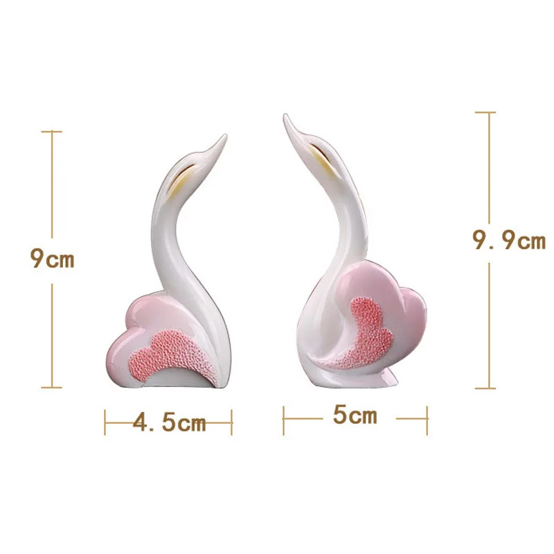 2 шт. керамика белый и розовый Лебеди миниатюрный животных украшения домашний сад