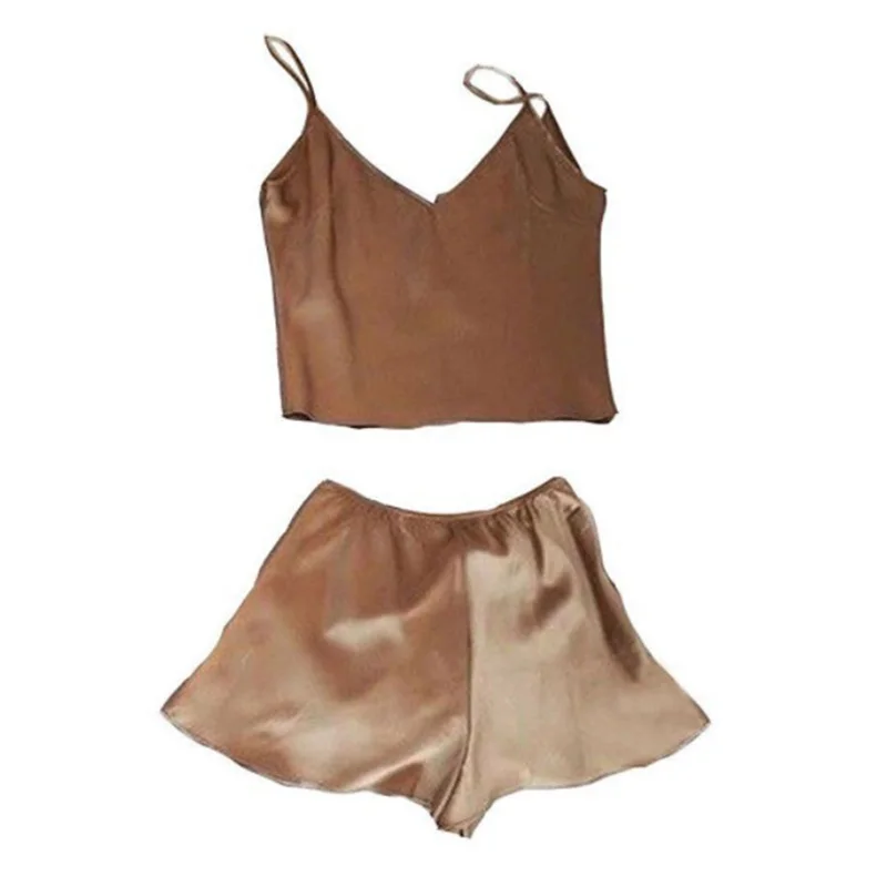 Женские топы + шорты одежда для сна Эмуляция шелка свободная Мода 2 шт./компл.