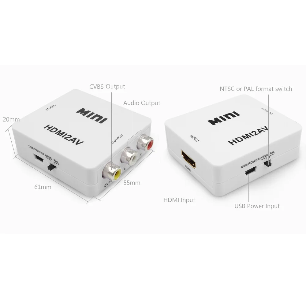 HD Video Converter AV в HDMI Box для RCA cvsb L/R видео 720 P 1080 HDMI2AV AV2HDMI NTSC PAL Выход К адаптер |