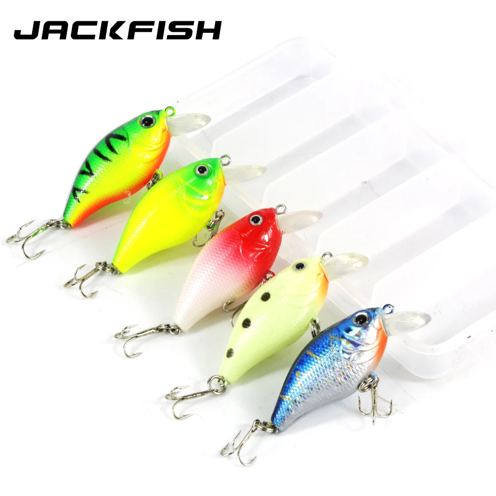 JACKFISH кренкбейт блесна рыболовная приманка 5 шт./компл. с коробкой светящаяся