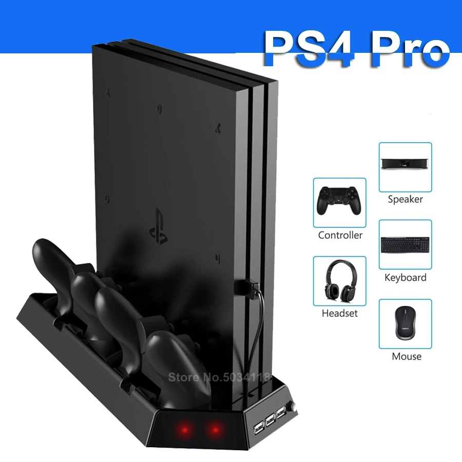 Вертикальный охлаждающий вентилятор PS4 Pro зарядное устройство для контроллера Sony