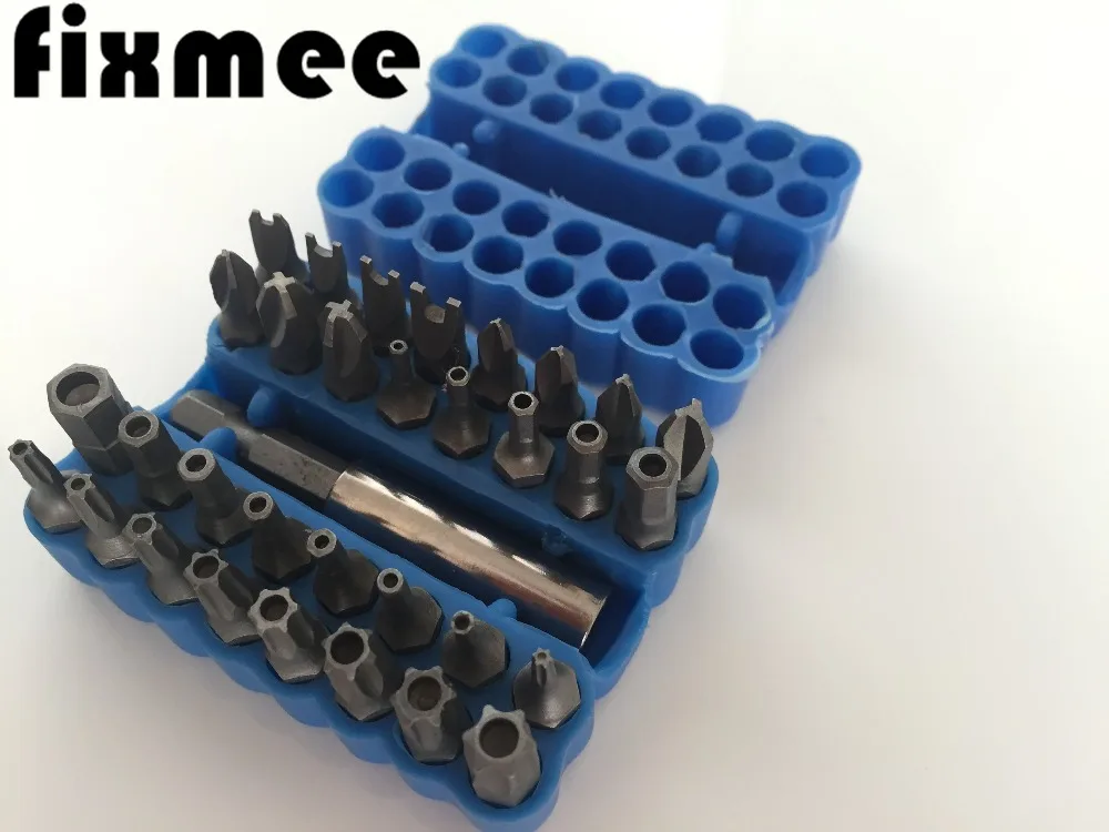 Комплект бит безопасности Fixmee 33 шт. с держателем для дрели звездообразный