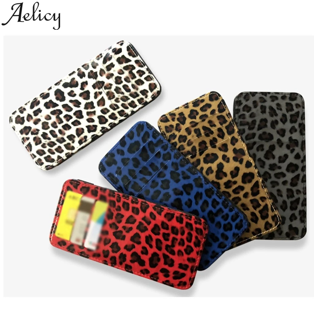 Aelilcy Флип Тонкий пакет для карт Леопардовый вместительный женский короткий