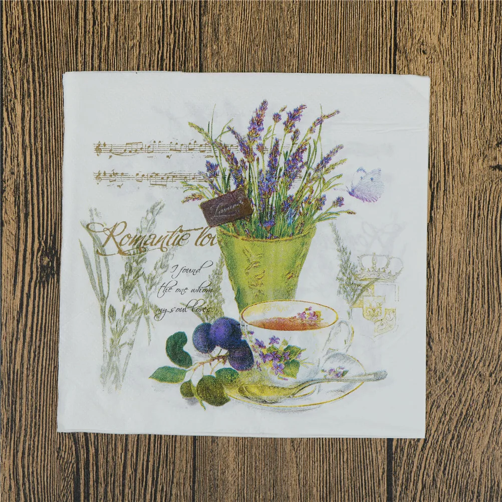 Обед Бумажные napkins-20pcs 33x33 см бумажные салфетки с рисунком для декупажа, красный цветок и салфетки с виноградом для свадьбы