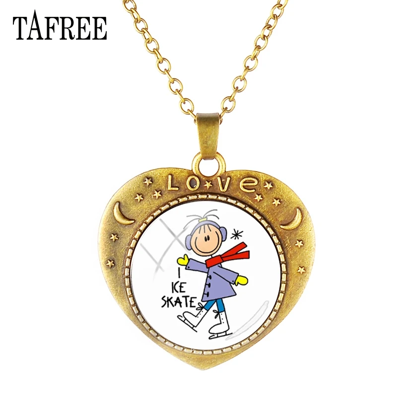 Винтажное ожерелье TAFREE Love в форме сердца для фигурного катания на коньках