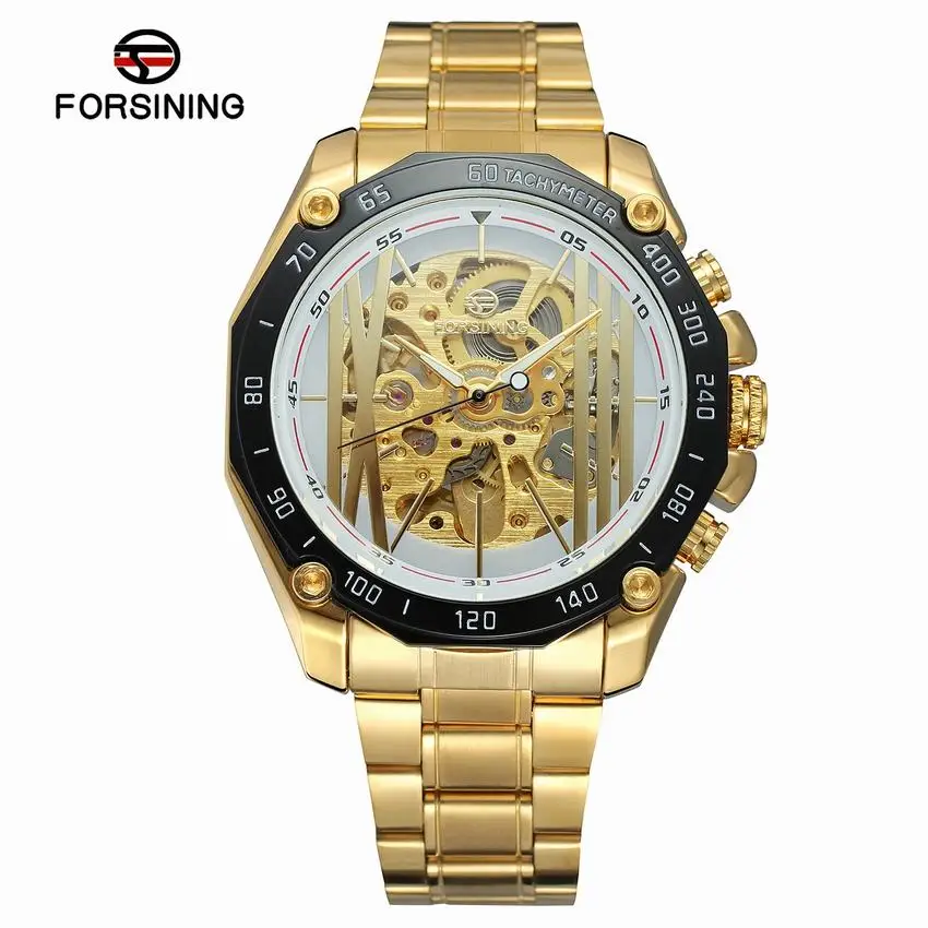 Forsining Роскошные брендовые Стильные Классические Для мужчин черный Watch Automatic