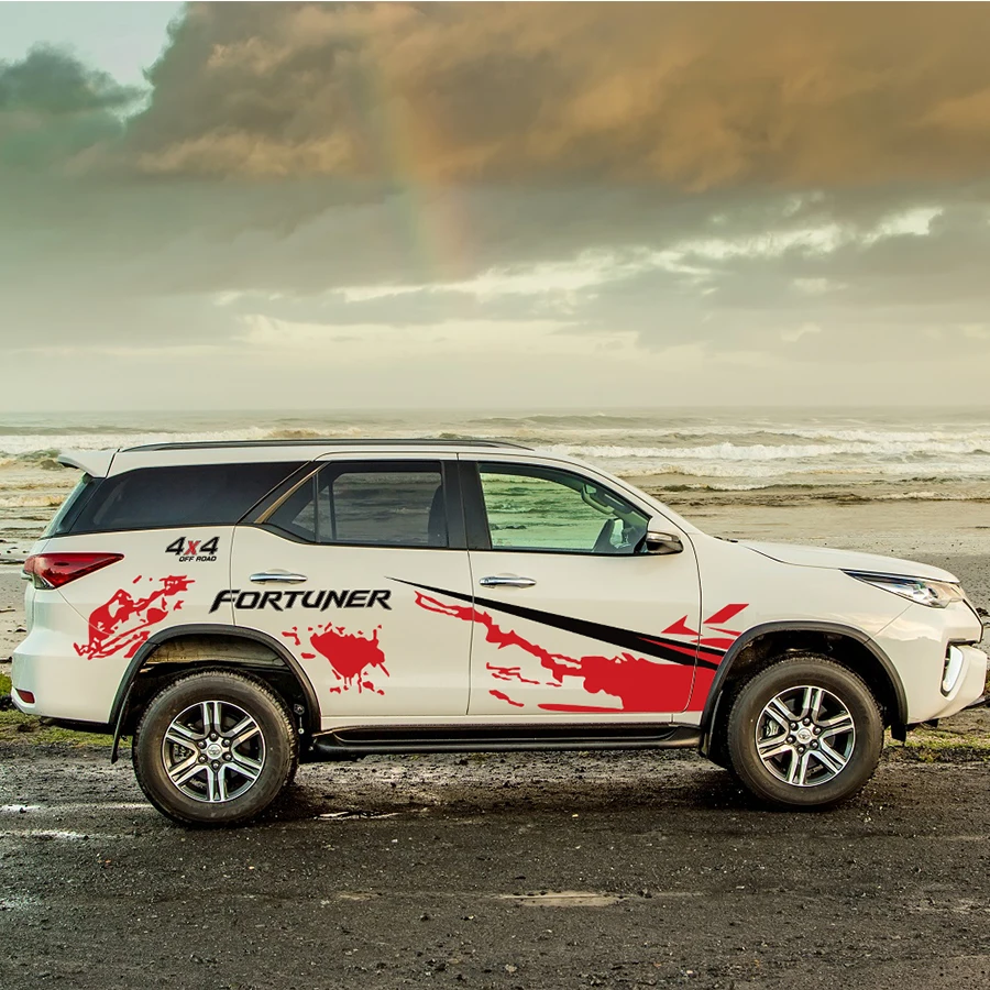 Наклейки на автомобиль, наклейки на боковые части, 4X4, внедорожные, в полоску, suv, графические винилы, автомобильные наклейки на заказ для toyota FORTUNER