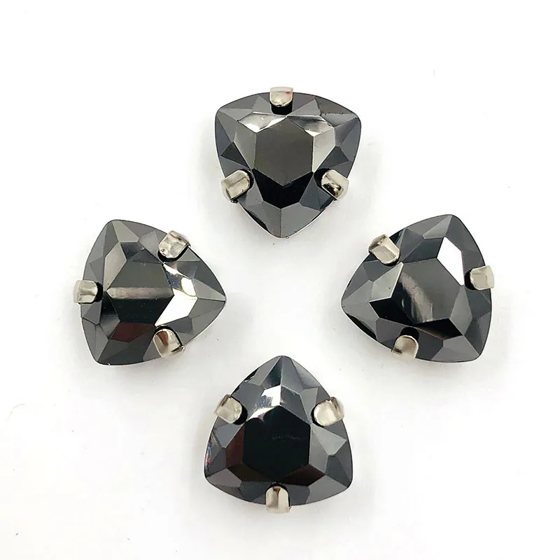 12mm 20pcs 12 мм 20 шт./пакет жира Кристалл треугольной формы, цвета: металлик, черный, высокое качество Стекло с украшением в виде кристаллов на горном хрустале Стразы diy/аксессуары - Цвет: 12mm 20pcs