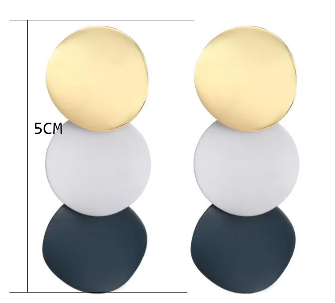 3 Colors Elegant Round Metal Uneven Earrings for Women 2020 New Geometric Alloy Long Stud Fashion Jewelry Gift | Украшения и
