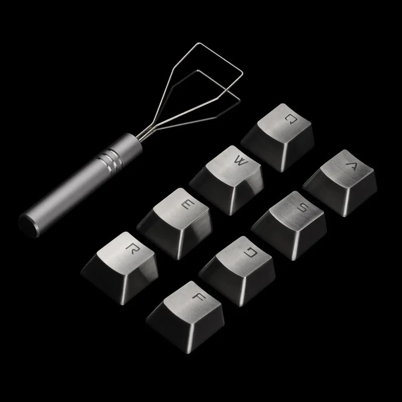 

8pcs/set Mechanical Keyboard Stainless Steel Full Metal key caps Non Electroplate Personality Translucent key cap