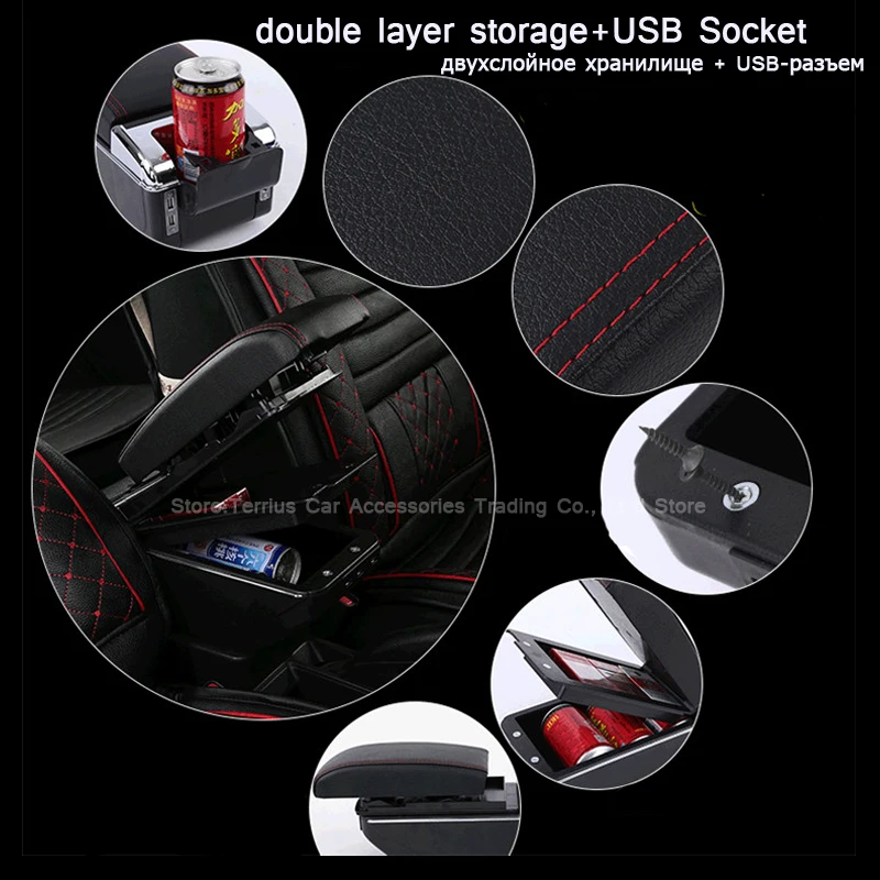 Роскошный + USB для Volkswagen VW Golf 7 Mk7 2013 2017 двухслойный подлокотник подстаканник