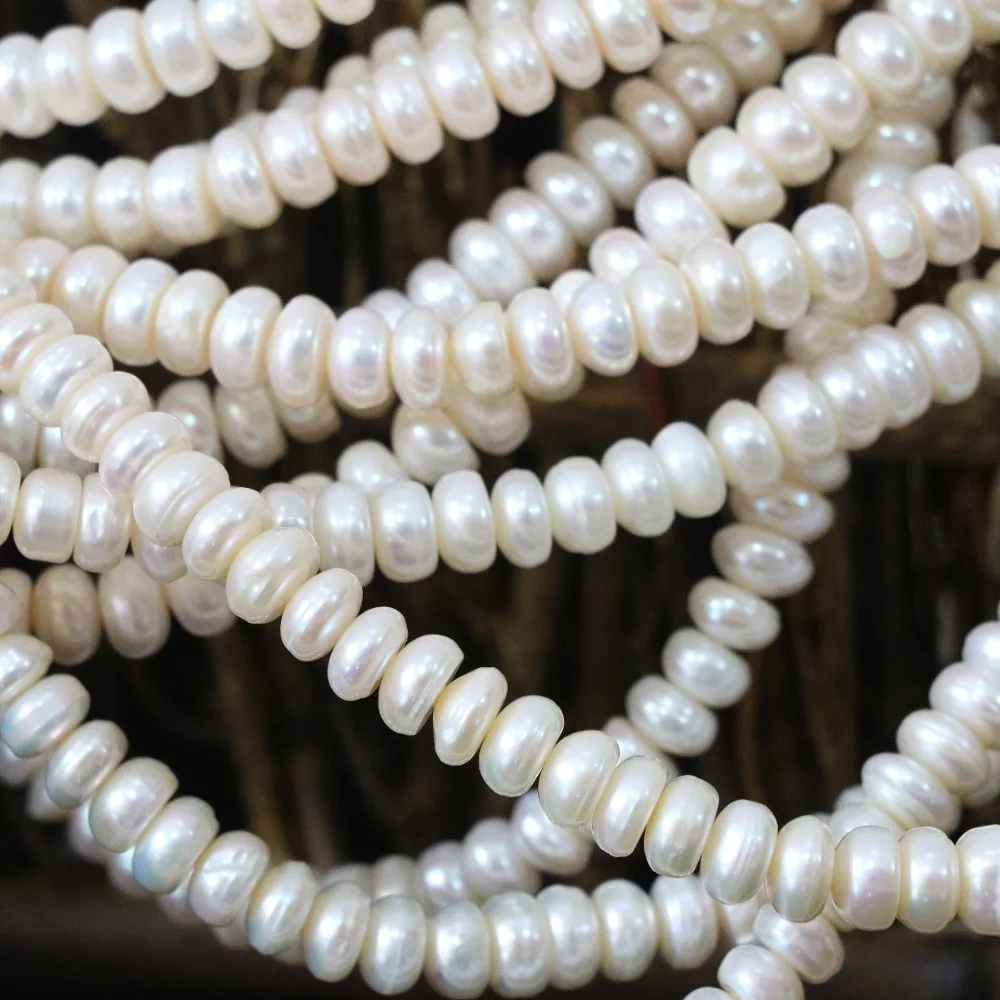 

Natural cultured freshwater white pearl beads 6*8mm abacus charms women diy loose jewelry making wholesale retail 15inch B1329