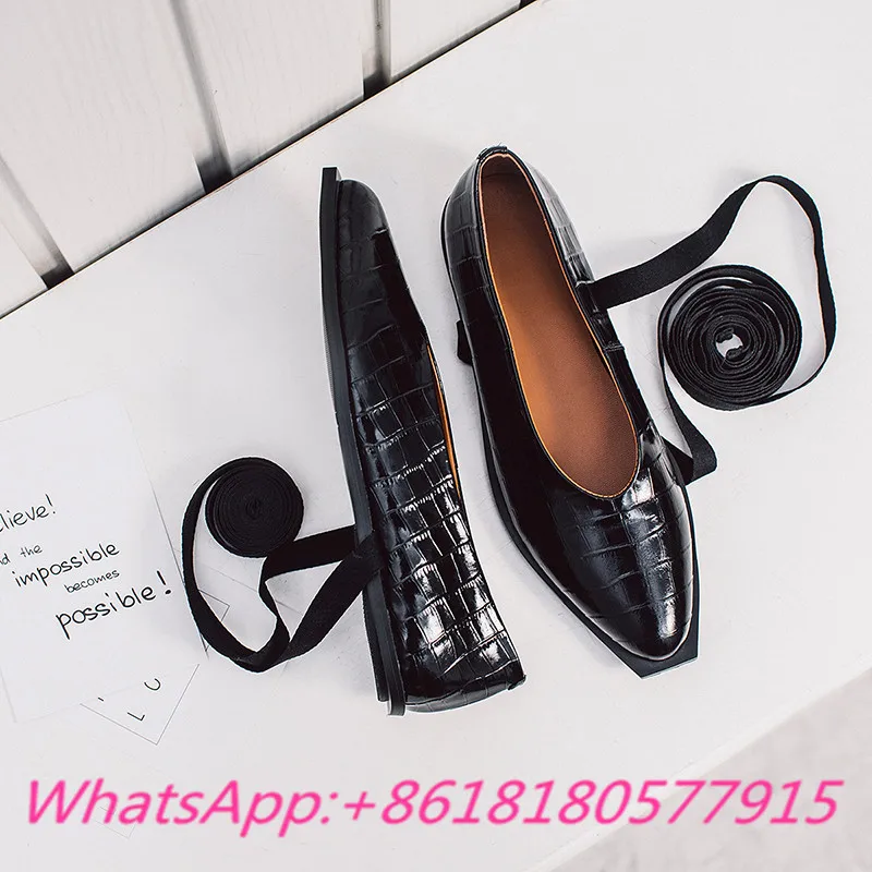 Choudory Кросс-привязанные Балета Женщина Плоские Туфли Весна Осень Квадратных Ног