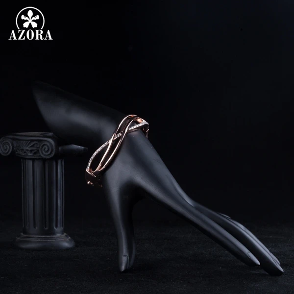 Браслет из австрийского хрусталя Stellux TB0063 цвет розового золота|bangle bracelet|pave bangle