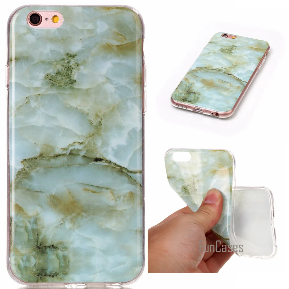Для Coque iphone 6 S силиконовый чехол для задняя крышка мягкий роскошный из ТПУ гранит