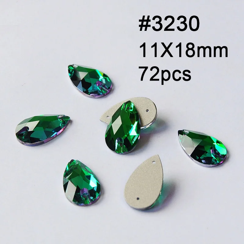 Drop 11X18mm 72pcs Смешанные формы изумруд Rivoli квадратная космическая триллиантная КАПЛЕВИДНАЯ капля пришивные стразы для шитья стеклянные кристаллы пришивные камни - Цвет: Drop 11X18mm 72pcs