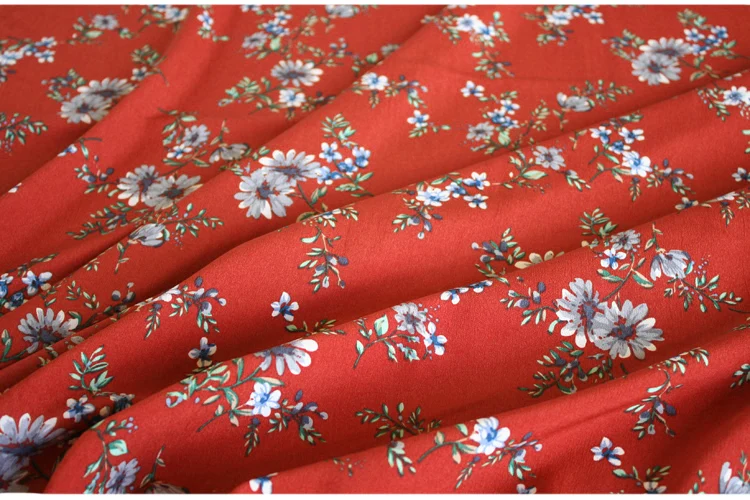 Ткань с хризантемами 145 см не перспективная шифоновая ткань мягкое платье