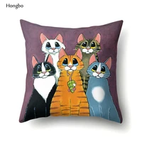 hongbo cartoon cat print cushion cover throw pillow case home decor sofa car seat cushions